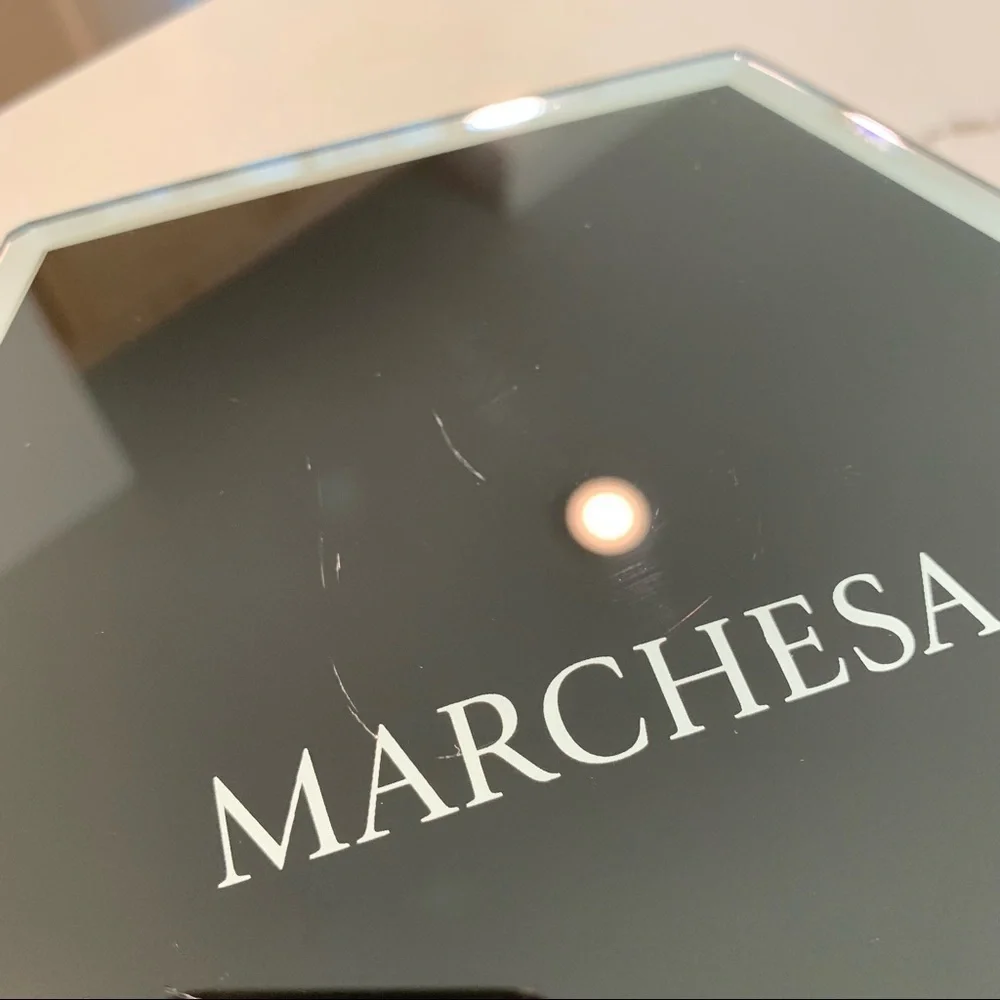Marchesa Black Hexagon Mirrored Glass Velvet-Lined Jewelry Vanity Trinket Box